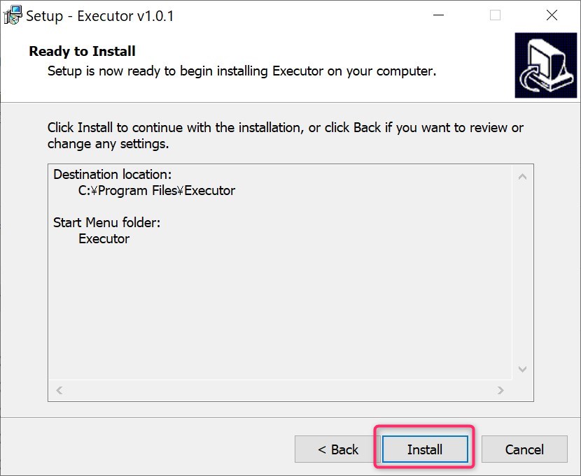 ready to install in executor install_
